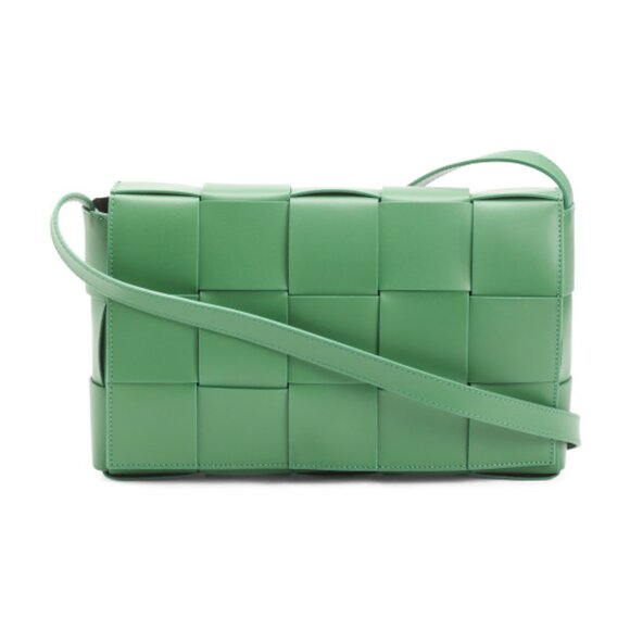 ISADORA Made In Italy Leather Large Woven Flap Over Crossbody